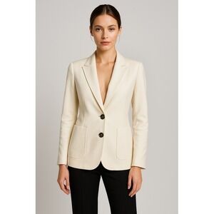 Boden Blazer Women 6 Ivory Single Breasted Notched Lapel Button Front Preppy